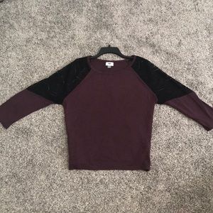 Old Navy Maroon Lace Shoulder Top